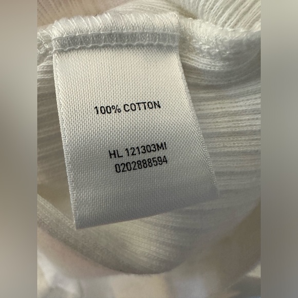 Nordstrom Halogen Short Cap Sleeve White Henley Ribbed V-Neck Cotton Tee - Picture 7 of 9